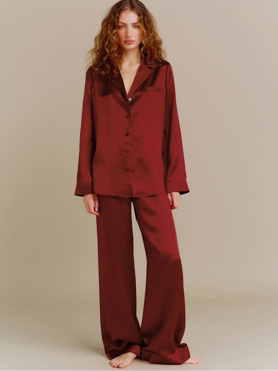 Nwt Reformation Ella Silk Set, Chianti, Size Xs